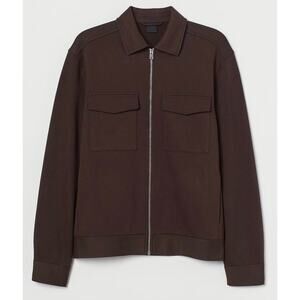 H&M Full Zip Shaket Shirt Jacket Brown‎ Jersey size Small